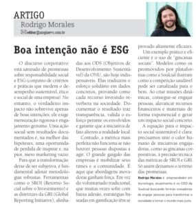 Artigo Rodrigo Morales para o Mogi News